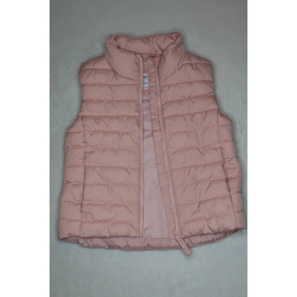 Old Navy Girls Active Puffer Vest Youth S 6-7 Pink Lightweight Full Zip
